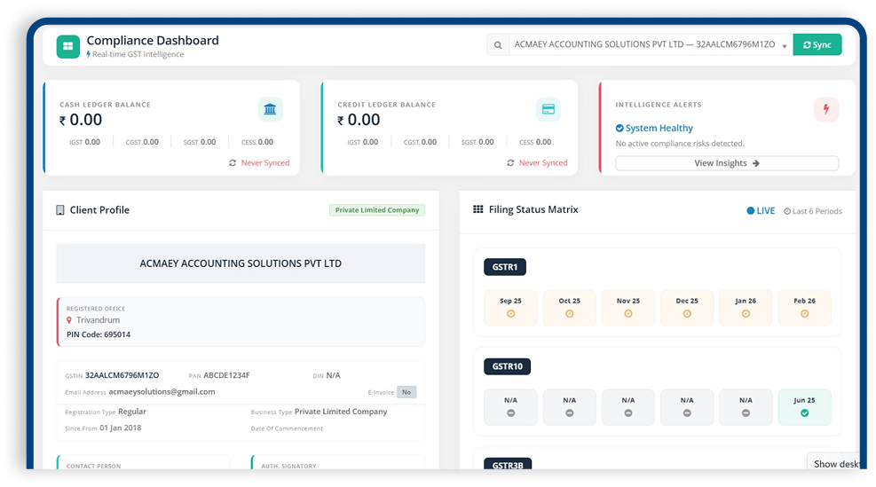 Compliance Dashboard Interface