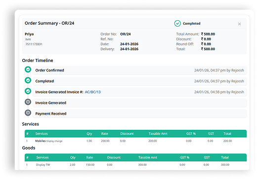 Order Summary Screen